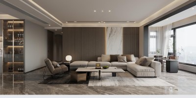 现代客厅3D模型下载